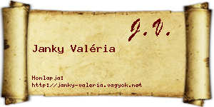 Janky Valéria névjegykártya